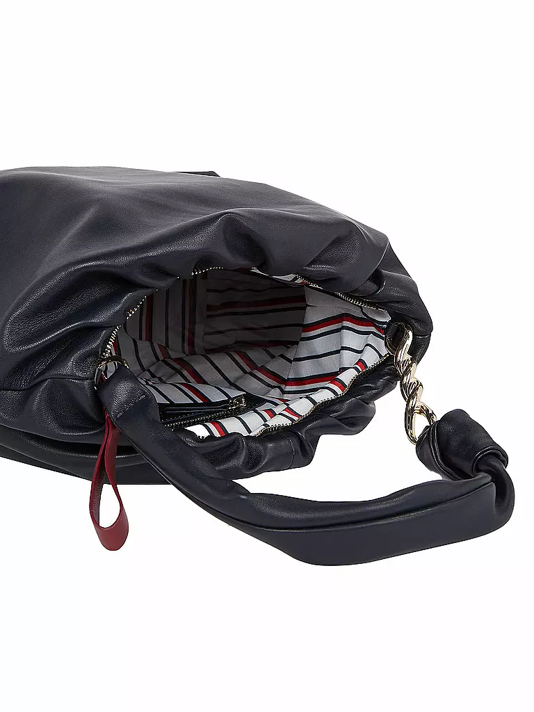 Tommy Hilfiger Ledertasche Hobo Bag Dunkelblau